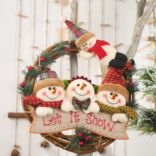 29cm Christmas Wreath with Snowman
