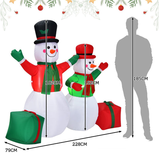 NNECW 1.82M & 1.52M Christmas Inflatable Snowmen with LED Lights